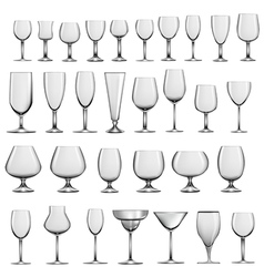 Set of empty glass goblets and wine glasses vector image