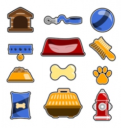 Dog object icon set vector image