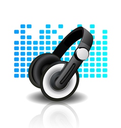 Headphones - blue background vector image