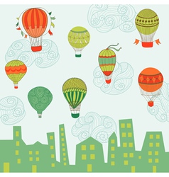 Cute Air Balloons Background vector image