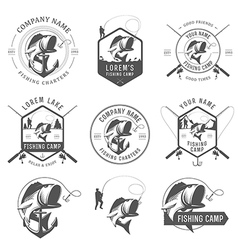 Set of vintage fishing labels and badges vector image