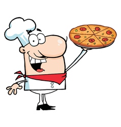 Chef Presenting His Pizza Pie vector image