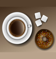Coffee and donut from above vector image