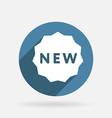 Label new Circle blue icon with shadow vector image