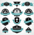 Vintage labels and ribbon retro style set vector image