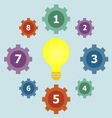 Gear elements template with bulb Gear elements template with bulb vector image