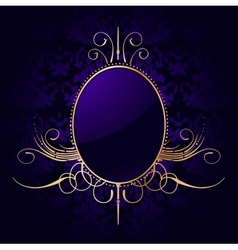 Royal purple background with golden frame vector image