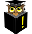 Wise owl reading black book vector image