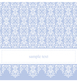 Blue card or invitation with classic floral lace vector image