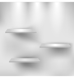 Three empty white shelves vector image