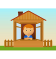 Boy in the wooden house vector image