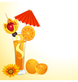 Orange juice in a glass with a flower vector image