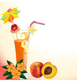 Peach juice in a glass with a flower vector image