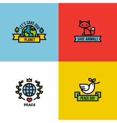 Green planet peace day and save the animals vector image