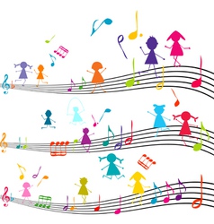 Music note with kids vector image
