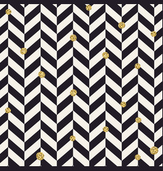 Chevron black pattern and golden chaotic dots vector image