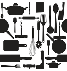 Seamless pattern of kitchen tools vector image