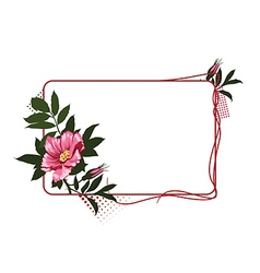 Frame with the wild pink roses vector image