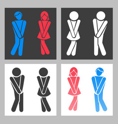 Wc sign funny boy and girl toilet icons or vector image