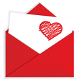 Heart crayon on red envelope vector image