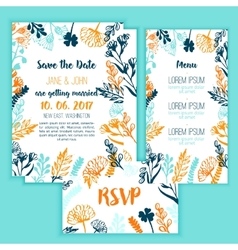 Save the Date card with Vintage floral frame menu Save the Date card with Vintage floral frame menu vector image