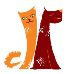 Cat and dog vector image
