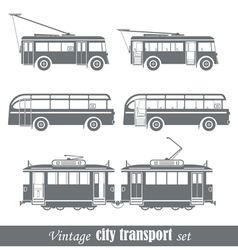 Vintage city transport vehicles set vector image
