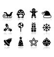 Christmas black icons with shadow set vector image