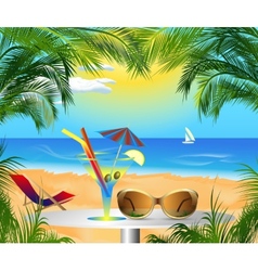 Summer card with sea view vector image