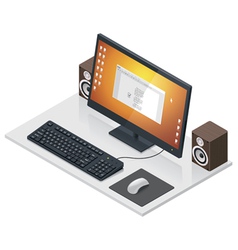 Workplace with computer and peripherals vector image