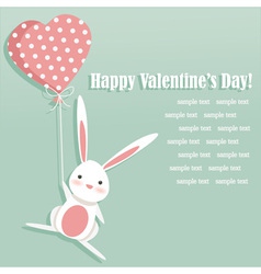 Valentine card with a cute bunny vector image