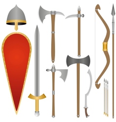 Weapon and armor of Old Russian soldiers vector image