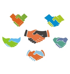 Business handshake symbols and icons vector image