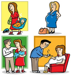 Mother in pregnant and a baby vector image