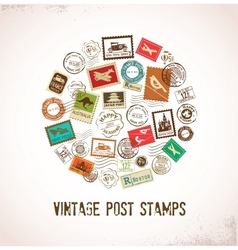 Vintage background with rubber stamps vector image