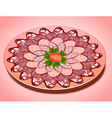 Set of sausage slices on a plate vector image