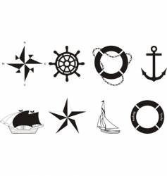 Set of nautical symbols vector image