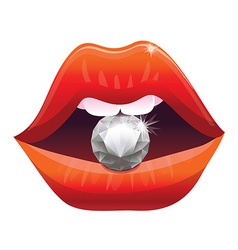 Sexy lips with diamond - vector image