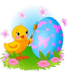 Chicken painting Easter egg vector image