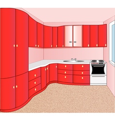 Interior of the kitchen red vector image