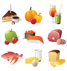 Set of 9 highly detailed food icons vector image