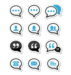 Speech bubble blog contact icons set vector image