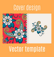 Cover design with floral indian pattern vector image