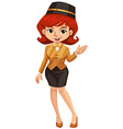 Female ticket seller greeting vector image