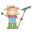 Gardening Girl Waving A Greeting vector image