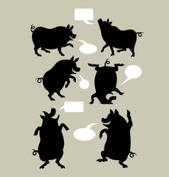 Pig Dancing Silhouettes vector image