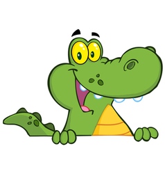 Alligator Or Crocodile Over A Sign vector image