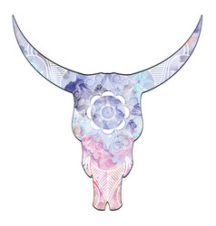 Download Bright watercolor deer skull with flowers Vector Image
