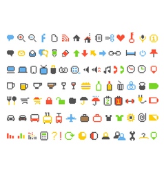 Color pixel style icons collection vector image