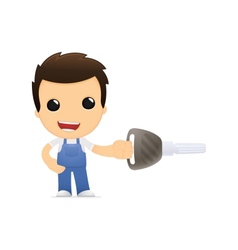 Funny cartoon mechanic vector image
